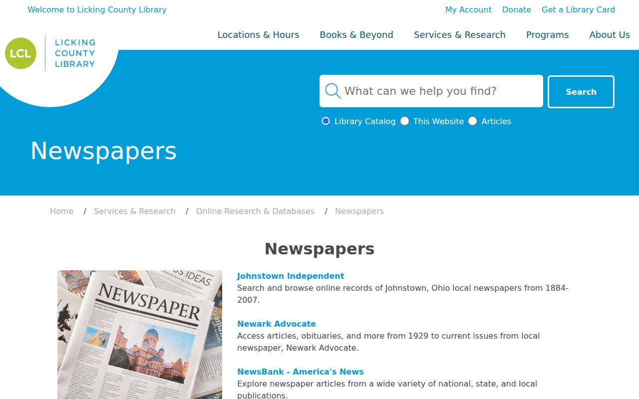 Newark city directory research with Licking County Library newspapers