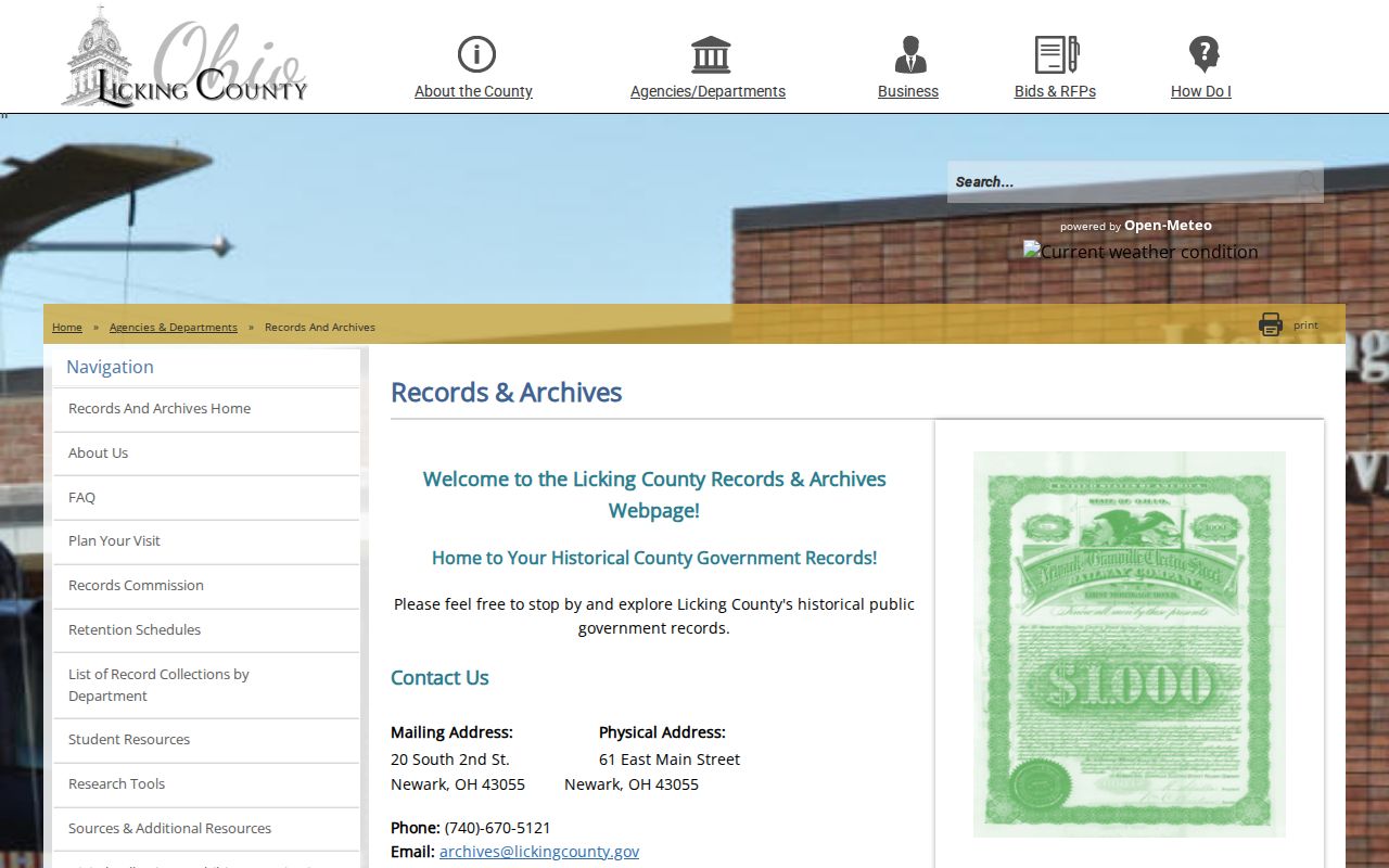 Newark residents directory Licking County Records and Archives access
