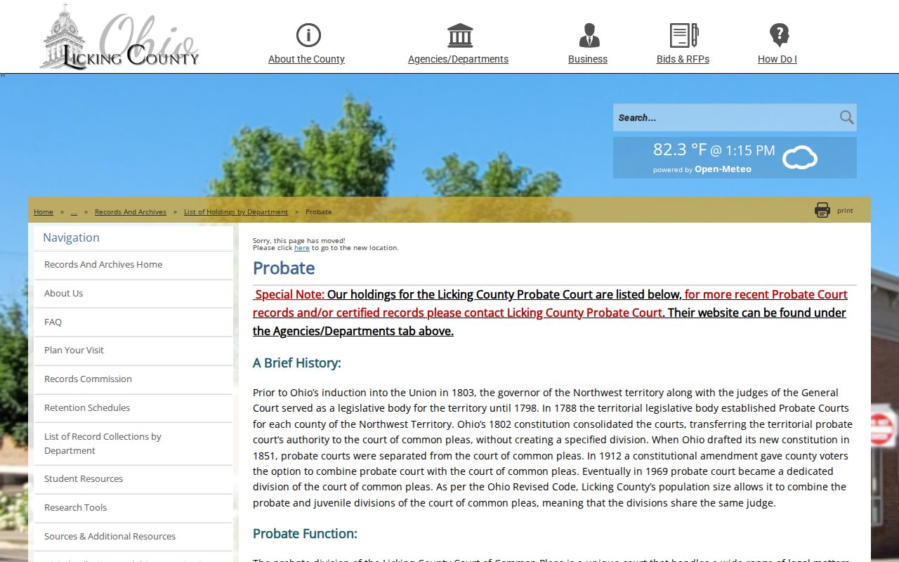 Newark previous residents historic probate holdings at Records and Archives