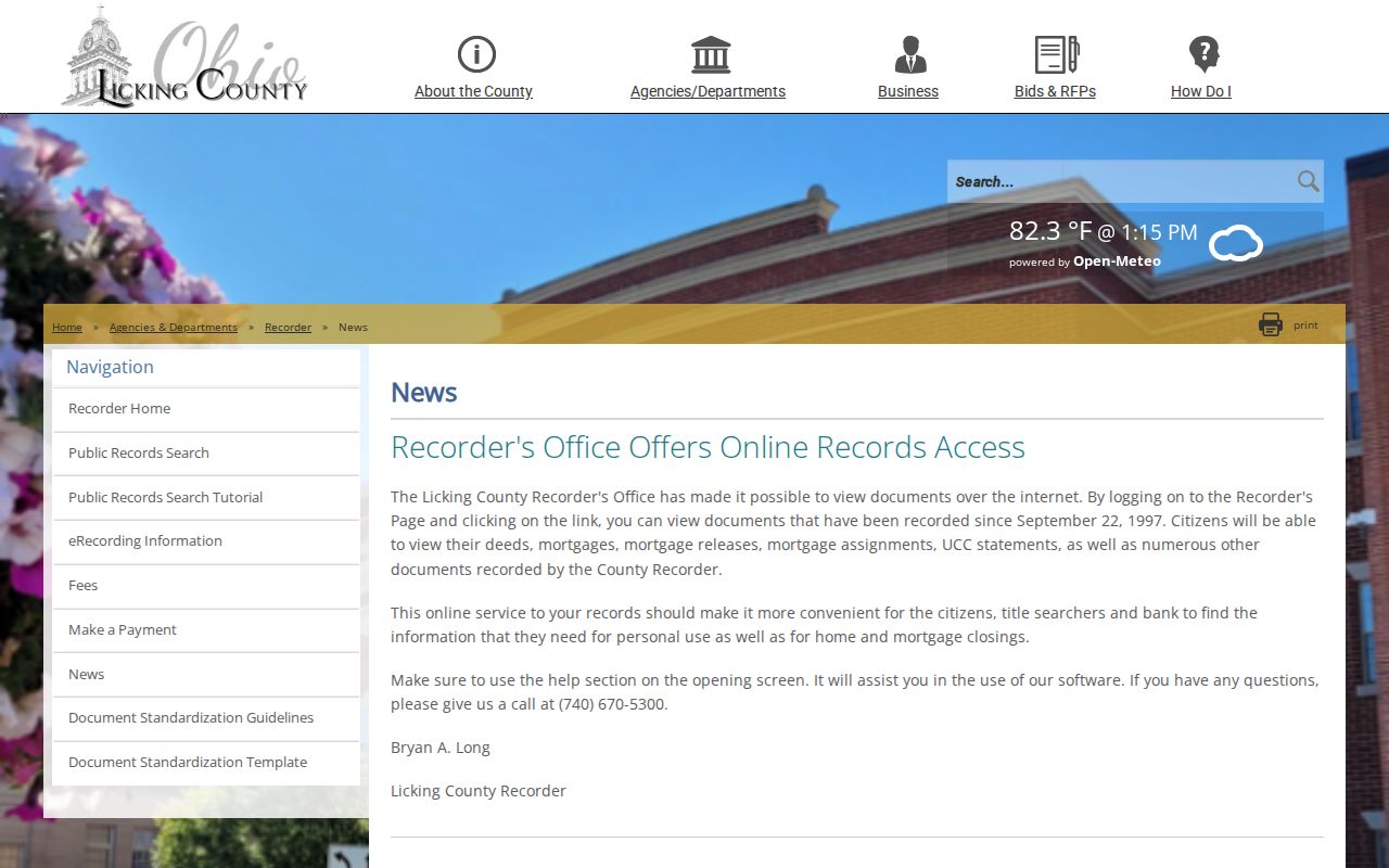 Newark previous residents Recorder online document coverage notice