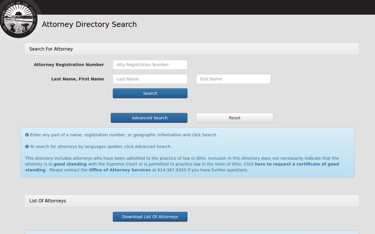 Newark resident lookup Ohio Supreme Court attorney directory search
